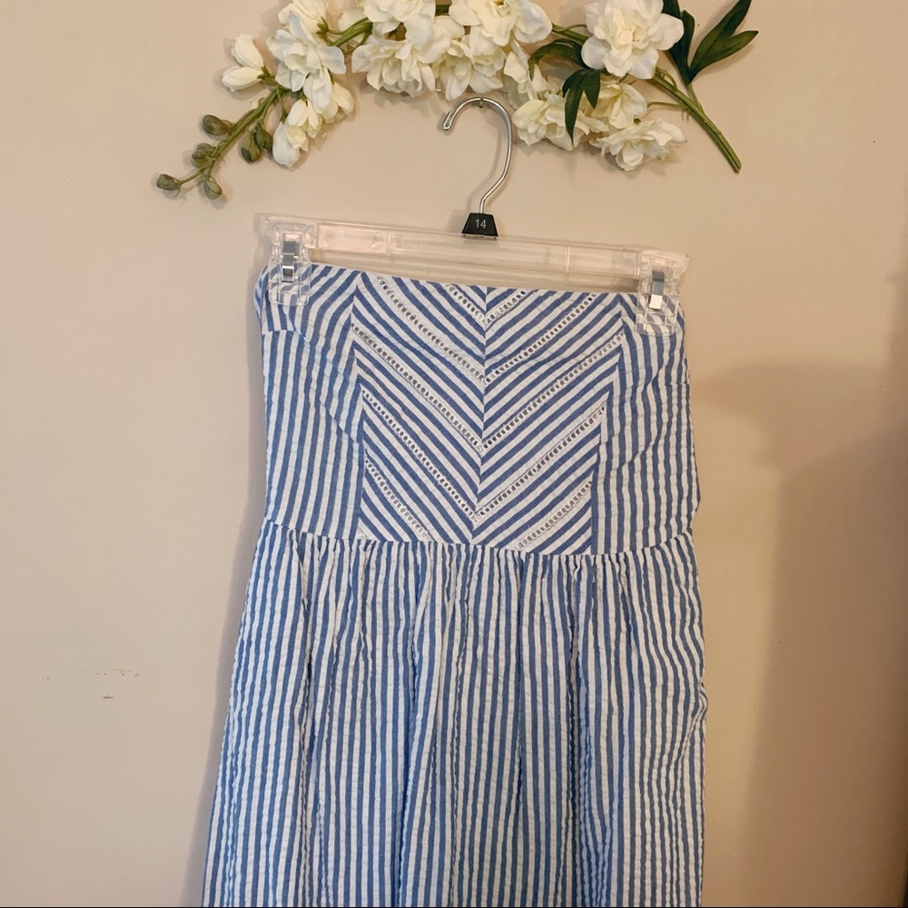 Eyelet Seersucker Strapless Mini Dress